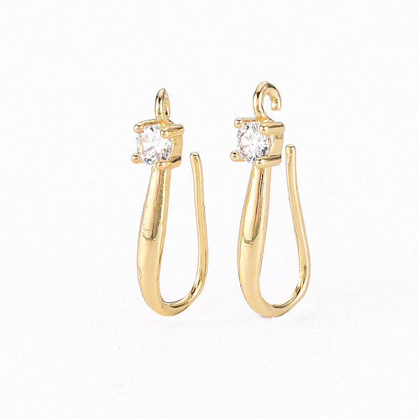 

PandaHall Brass Micro Pave Clear Cubic Zirconia Earring Hooks, with Horizontal Loop, Real 18K Gold Plated, 18x3mm, Hole: 1.2mm, Pin: 0.7mm...