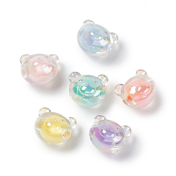 

PandaHall UV Plating Rainbow Iridescent Acrylic Beads, Two Tone, Bear, Mixed Color, 16x18x16mm, Hole: 3.5mm Acrylic Bear Multicolor