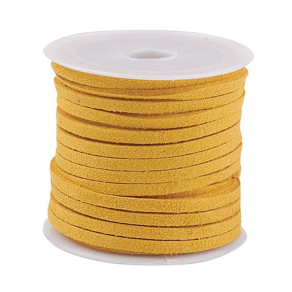 

PandaHall Faux Suede Cord, Faux Suede Lace, Goldenrod, 3x1.5mm, about 5.46 yards(5m)/roll Faux Suede Gold