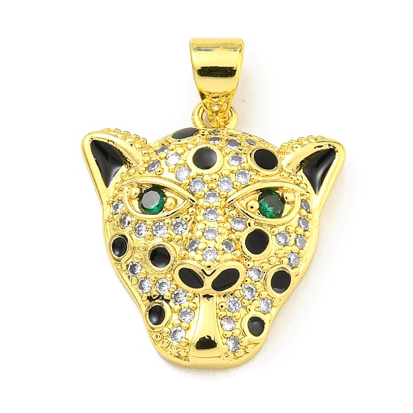 

PandaHall Brass Micro Pave Cubic Zirconia Pendants, Enamel Leopard Head Charms, Real 18K Gold Plated, 18.5x17.5x4mm, Hole: 4x3mm Brass+Cubic..., Clear