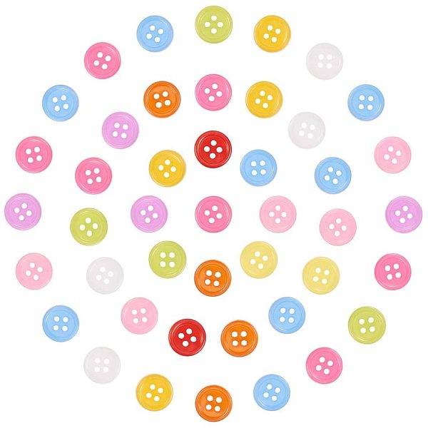 

PandaHall 1000 Pcs Acrylic Buttons Sewing Buttons Resin Buttons(4-Hole) for Embellishments and Sewing, 15mm in diameter Acrylic Flat Round..., Multicolor