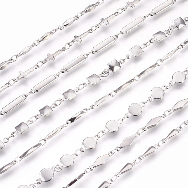 

PandaHall 304 Stainless Steel Link Chain Bracelets, with Lobster Claw Clasps, Mixed Shapes, Stainless Steel Color, 7-5/8 inch~8-3/8 inch...