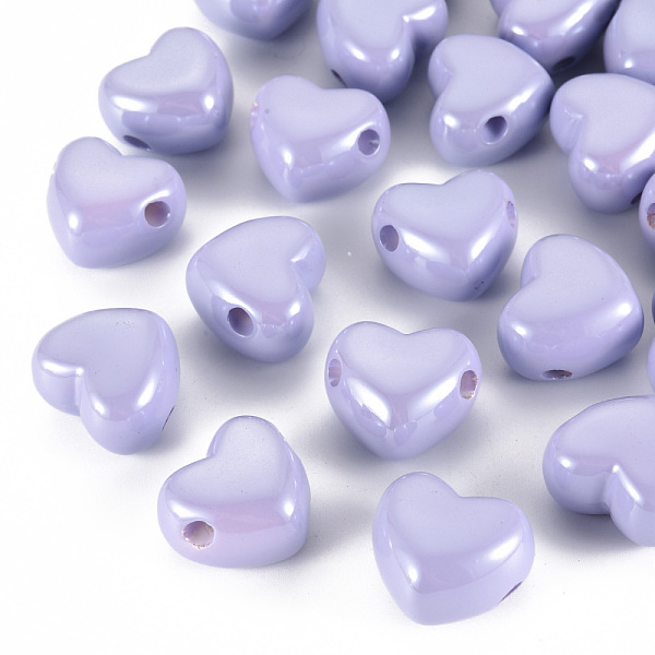 

PandaHall Opaque Acrylic European Beads, Large Hole Beads, Pearlized, Heart, Medium Purple, 19.5x21.5x14.5mm, Hole: 4mm Acrylic Heart