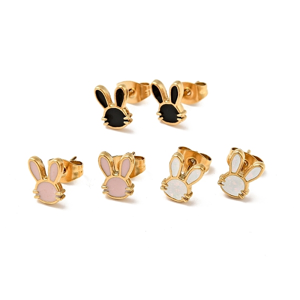 

PandaHall Enamel Rabbit Stud Earrings with 316 Surgical Stainless Steel Pins, Gold Plated 304 Stainless Steel Jewelry for Women, Mixed Color..., Multicolor