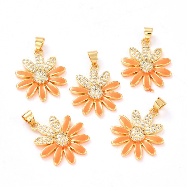 

PandaHall Real 18K Gold Plated Brass Micro Pave Cubic Zirconia Pendants, with Enamel, Long-Lasting Plated, Flower, Orange, 22.5x19.5x3.5mm...