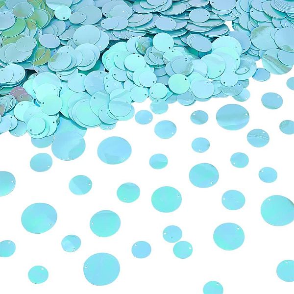 

PandaHall OLYCRAFT 1300Pcs Assorted Size Loose Sequins Flat Round Sequin Paillettes Round Paillettes Pink Sequin Paillettes for Embroidery..., Cyan