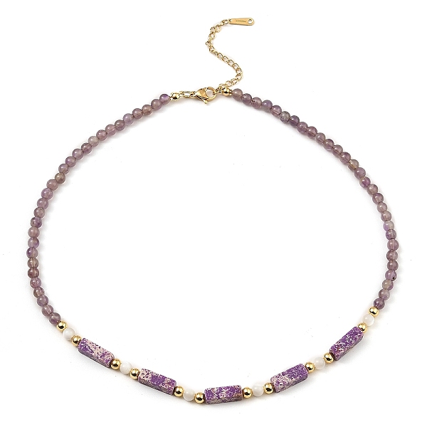 

PandaHall Natural Amethyst Rectangle & Shell Beaded Necklaces, 15.39 inch(391mm) Amethyst Rectangle