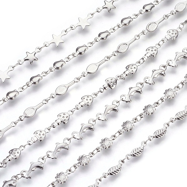 

PandaHall 304 Stainless Steel Link Chain Bracelets, with Lobster Claw Clasps, Mixed Shapes, Stainless Steel Color, 8 inch~8-1/2 inch...