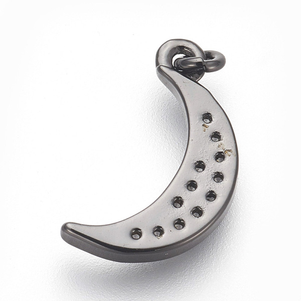 

PandaHall Brass Micro Pave Cubic Zirconia Charms, Lead Free & Cadmium Free, Moon, Gunmetal, 14x8x1.5mm, Hole: 3mm Brass+Cubic Zirconia Moon..., Clear