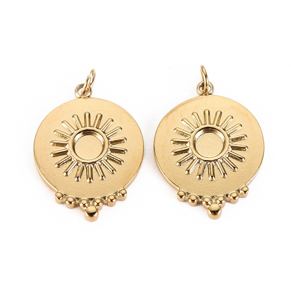 

PandaHall 304 Stainless Steel Pendant Cabochon Settings, with Jump Rings, Flat Round, Real 14K Gold Plated, Tray: 1/8 inch(4mm), 20x15x2mm...