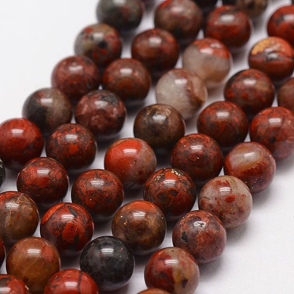 

PandaHall Natural Brecciated Jasper Beads Strands, Round, 8mm, Hole: 1.2mm, 48pcs/strand, 15.7 inch Brecciated Jasper Round