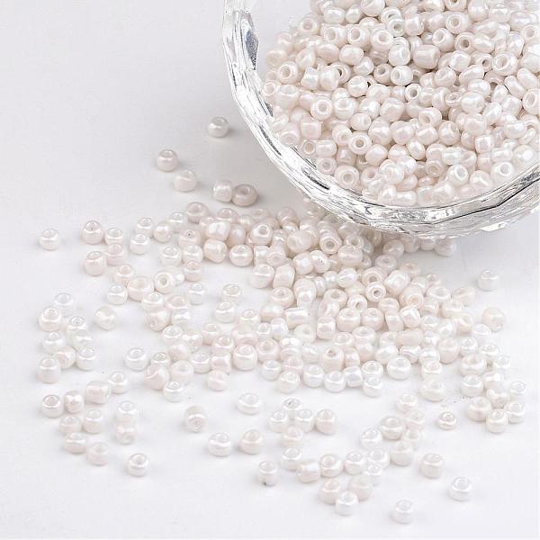 

PandaHall DIY Craft Beads 8/0 Opaque Colors Lustered Round Glass Seed Beads, White, Size: about 3mm in diameter, hole:1mm, about 1101pcs/50g...