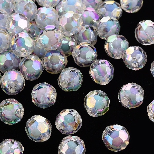 

PandaHall Transparent Acrylic Beads, Bead in Bead, AB Color, Faceted, Round, Cornflower Blue, 9.5x9.5mm, Hole: 2mm, about 1041pcs/500g...