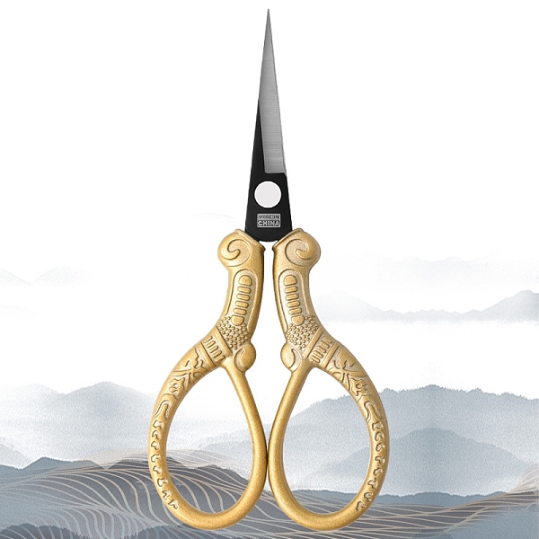 

PandaHall Stainless Steel Scissors, Embroidery Scissors, Sewing Scissors, with Zinc Alloy Handle, Gold, 109x48mm Stainless Steel Gold