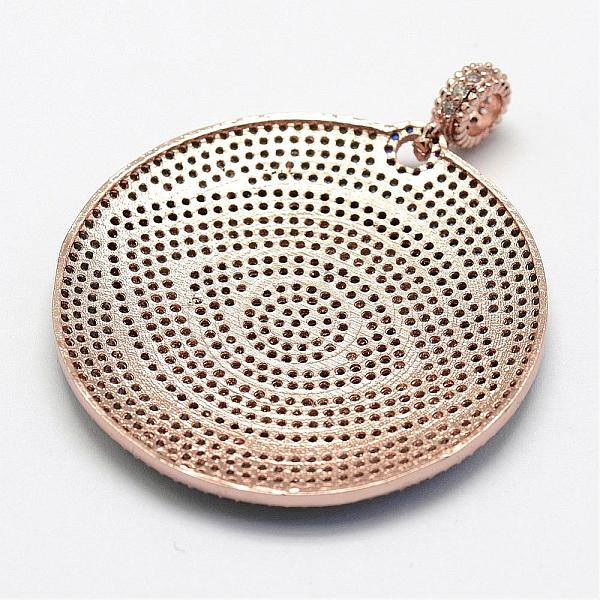 

PandaHall Brass Micro Pave Cubic Zirconia Pendants, Flat Round with Evil Eye, Cadmium Free & Nickel Free & Lead Free, Rose Gold, 44x36x3.5mm...