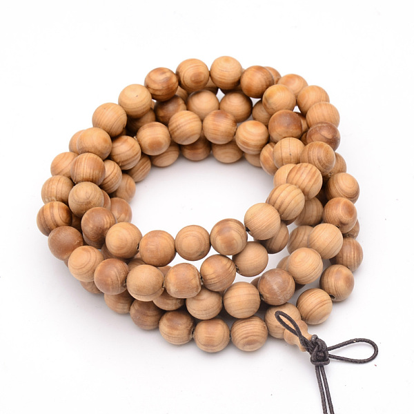 

PandaHall 5-Loop Wrap Style Buddhist Jewelry, Western Red Cedar Mala Bead Bracelets/Necklaces, Round, Sandy Brown, 34-5/8 inch(88cm) Wood...