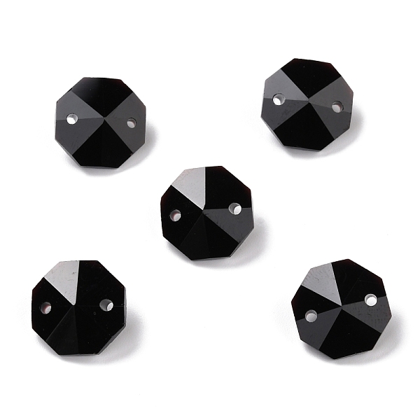 

PandaHall Electroplate Glass Links Connectors, Faceted, for Chandelier Prism Beads Chain, DIY Craft Jewelry Decoration, Octagon, Black...