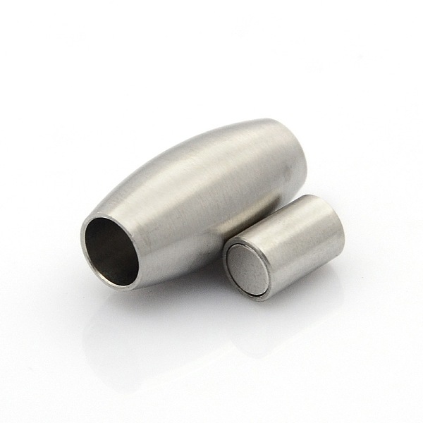

PandaHall 304 Stainless Steel Matte Surface Magnetic Clasps with Glue-in Ends, Barrel, Stainless Steel Color, 21x10mm, Hole: 5mm 304...