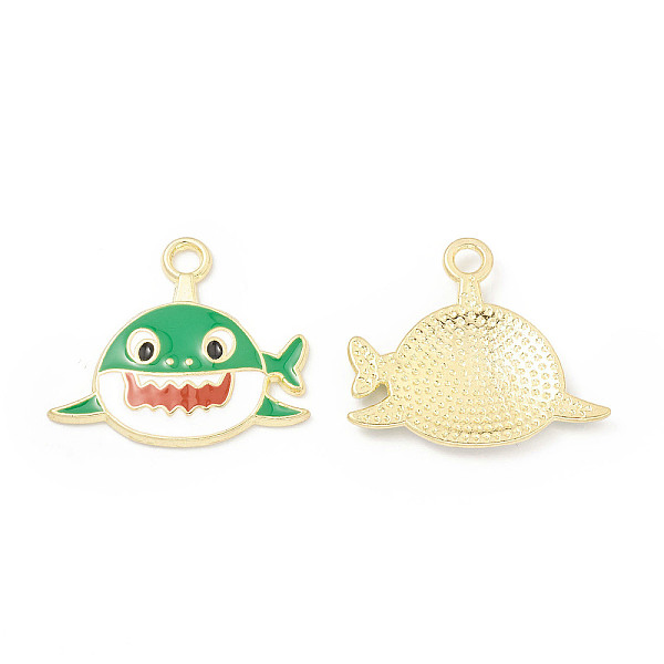 

PandaHall Alloy Enamel Pendants, Shark Charm, Golden, Medium Sea Green, 19.5x22.5x2mm, Hole: 2.3mm Alloy+Enamel Other Animal