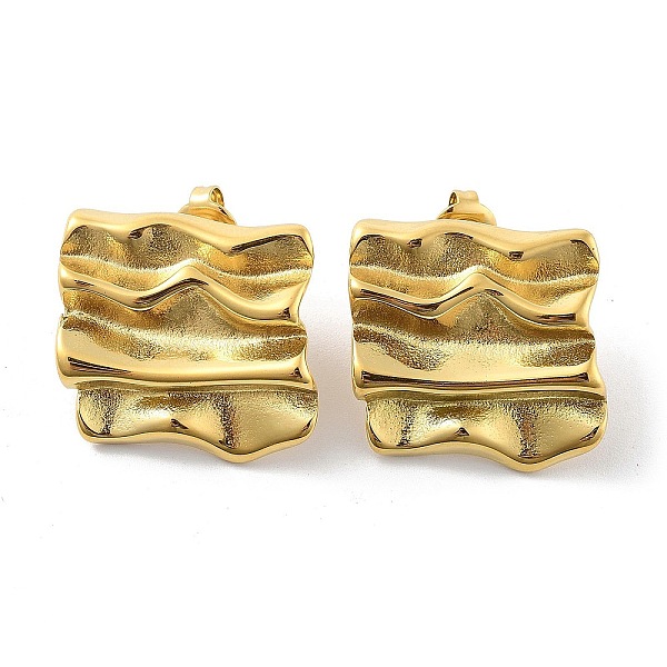 

PandaHall 304 Stainless Steel Stud Earrings, Twist Square, Real 14K Gold Plated, 21x22.5mm 304 Stainless Steel Square
