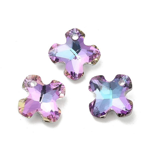 

PandaHall Electroplated Glass Pendants, Back Plated, Faceted, Clover Charms, Plum, 14x14x6mm, Hole: 1.2mm Glass Clover Purple