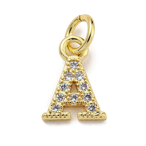 

PandaHall Initial Letter Brass with Cubic Zirconia Charms, Real 18K Gold Plated, Long-Lasting Plated, Lead Free & Cadmium Free, Letter A..., Clear