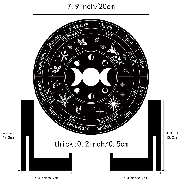 

PandaHall CREATCABIN Wheel of the Year Sign Pagan Decor Wicca Calendar Wiccan Holidays Altar Pendulum Board Witch Stand Moon Phase Engraved...