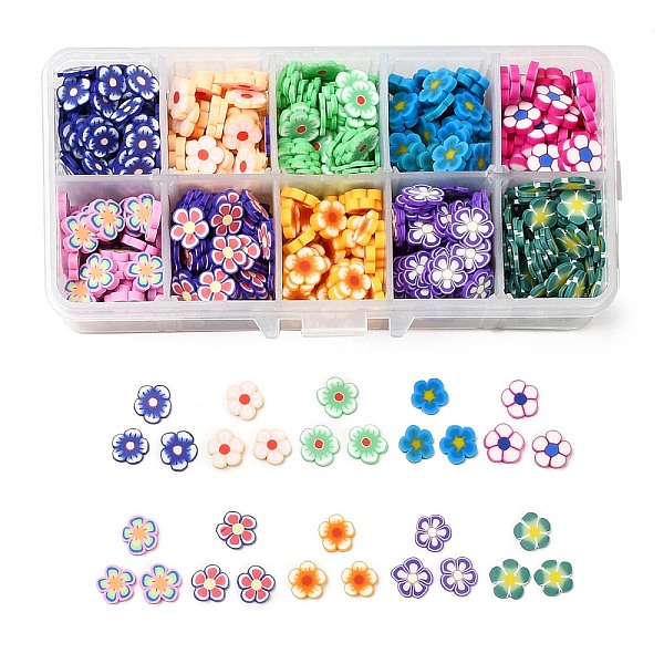

PandaHall 110g 10 Styles Handmade Polymer Clay Cabochons, Flower, Mixed Color, 10style/box Polymer Clay Flower Multicolor