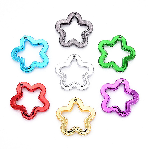 

PandaHall UV Plating Acrylic Beads, Flower, Mixed Color, 30x30.5x5mm, Hole: 1.8mm Acrylic Flower Multicolor