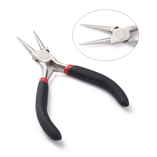 

PandaHall 5 inch Carbon Steel Rustless Round Nose Pliers for Jewelry Making Supplies, Ferronickel, Platinum, 125mm Carbon Steel Black