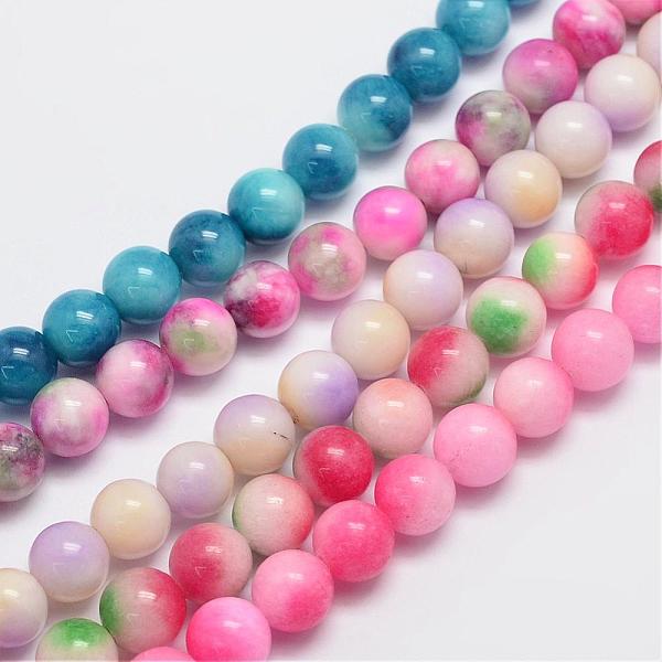 

PandaHall Natural & Dyed Malaysia Jade Bead Strands, Round, Mixed Color, 4mm, Hole: 0.8mm, about 89pcs/strand, 15 inch Malaysia Jade Round..., Multicolor