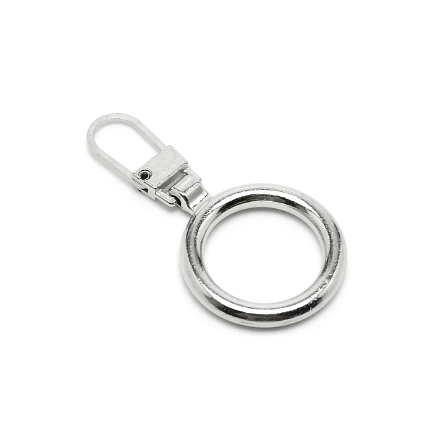 

PandaHall Alloy Zipper Puller, Zip Pull Tab Replacement, Garment and Bag Accessories, Round, Platinum, 4.5x2.3x0.4cm, Hole: 10x6.5mm Alloy