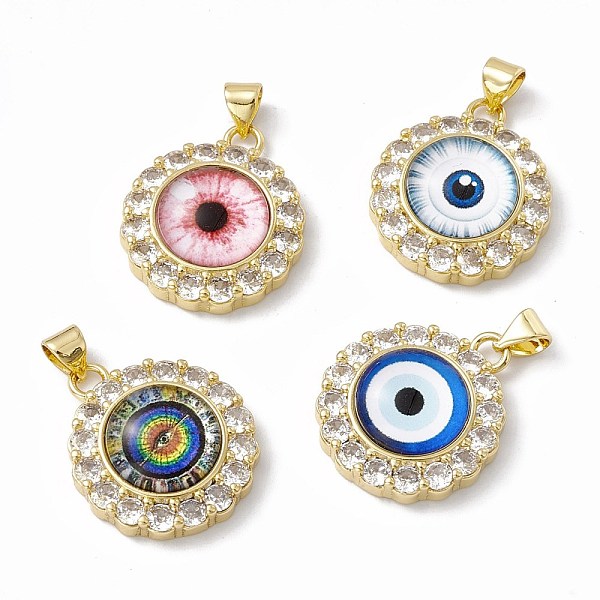 

PandaHall Rack Plating Brass Micro Pave Clear Cubic Zirconia Pendants, with Resin, Real 18K Gold Plated, Long-Lasting Plated, Cadmium Free &..., Multicolor