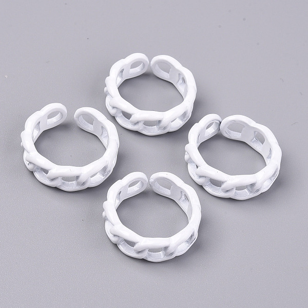 

PandaHall Spray Painted Alloy Cuff Rings, Open Rings, Cadmium Free & Lead Free, Curb Chain Shape, White, US Size 7 1/4(17.5mm) Alloy White