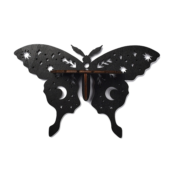 

PandaHall Wooden Shelf for Crystal Ball, Witchcraft Floating Wall Shelf, for Home Room Wall Decor, Butterfly, 190x300x94mm Wood Butterfly..., Black