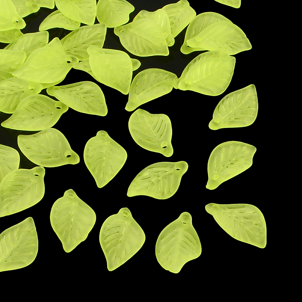 

PandaHall Transparent Acrylic Pendants, Frosted, Leaf, Lime Green, 18x11x3mm, Hole: 2mm, about 1877pcs/500g Acrylic Leaf Green