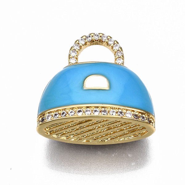 

PandaHall Brass Micro Pave Cubic Zirconia Enamel Pendants, Nickel Free, Bag, Real 16K Gold Plated, Dodger Blue, 17x18x9.5mm, Hole: 4x5mm...
