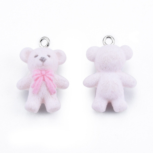 

PandaHall Opaque Resin Pendants, with Platinum Tone Iron Loops, Flocky Bear Charms, WhiteSmoke, 30.5x20x13mm, Hole: 2.5mm Iron+Resin Bear..., White