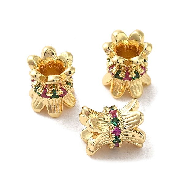 

PandaHall Rack Plating Brass Pave Cubic Zirconia Beads, Long-Lasting Plated, Light Gold, 6.5x8mm, Hole: 3mm Brass+Cubic Zirconia Flower