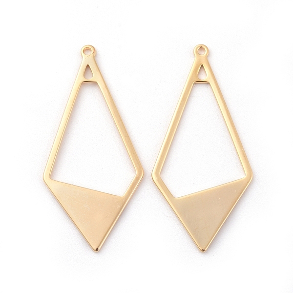 

PandaHall Brass Pendants, Long-Lasting Plated, Real 18K Gold Plated, Nickel Free, Rhombus, Golden, 36x17x1mm, Hole: 1mm Brass Rhombus