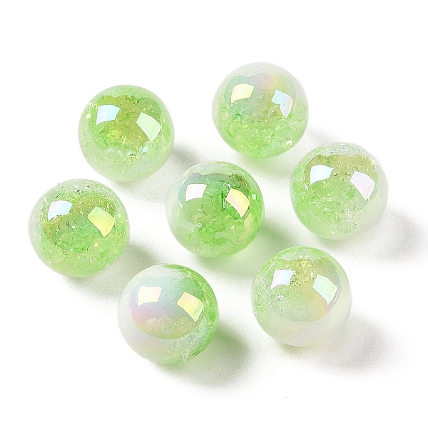 

PandaHall UV Plating Opaque Crackle Two-tone Acrylic Beads, Round, Light Green, 16mm, Hole: 2.7mm Acrylic Round