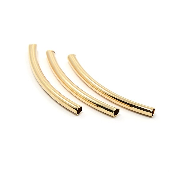 

PandaHall Brass Smooth Curved Tube Beads, Curved Tube Noodle Beads, Light Gold, 30x3mm, Hole: 2.5mm Brass Tube