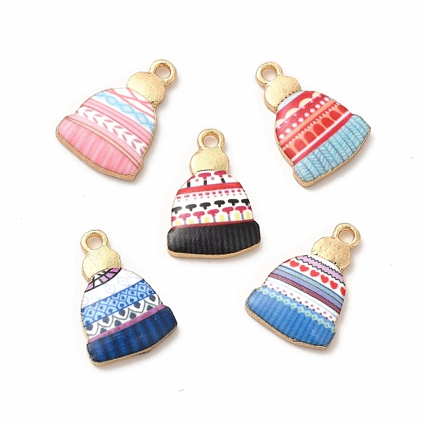 

PandaHall Winter Theme Printed Alloy Pendants, Lead Free & Cadmium Free & Nickel Free, Hat Charm, Golden, Mixed Color, 18x12.5x3mm, Hole..., Multicolor