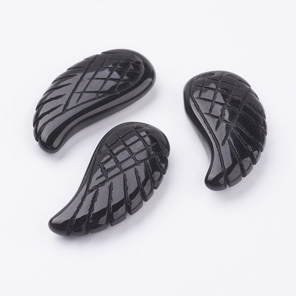 

PandaHall Natural Black Agate Pendants, Wing, Dyed, 34~35x16~18x6.5~7.5mm, Hole: 1mm Black Agate Wing