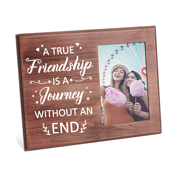 PandaHall FINGERINSPIRE A True Friendship is a Journey Without an End, Best Friend Wooden Picture Frame 10x15cm Unique Birthday Photo Frame...