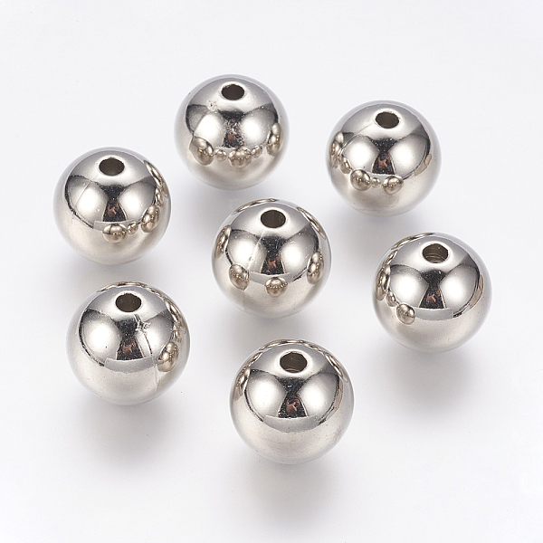 

PandaHall CCB Plastic Beads, Round, Platinum, 18mm, Hole: 3.5mm Plastic Round