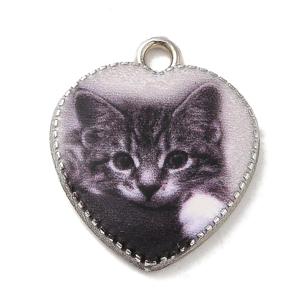 

PandaHall Alloy Pendant, Heart with Cat, Platinum, Dark Gray, 21x18x2.5mm, Hole: 2mm Alloy Heart