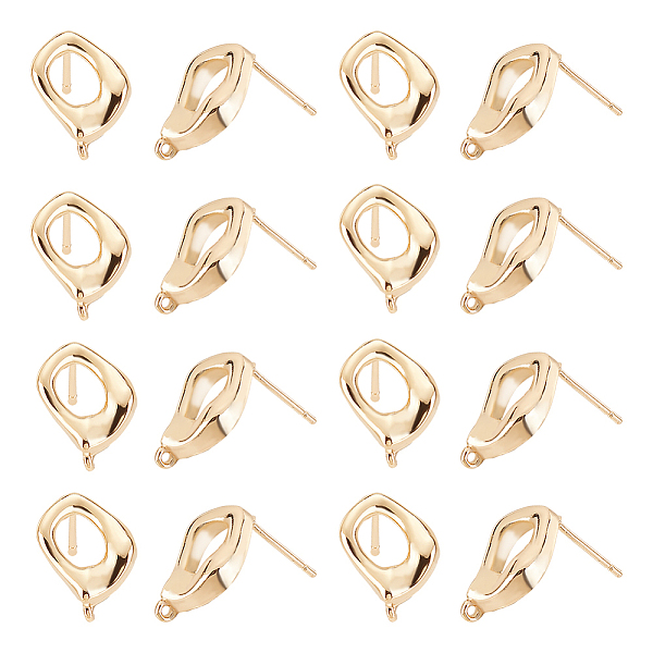 

PandaHall ARRICRAFT 10 Pairs Brass Stud Earring Findings, with Vertical Loops, Twist Rhombus, Real 14K Gold Plated, 14x10mm, Hole: 0.9mm...