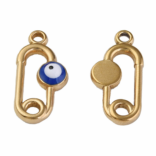 

PandaHall 304 Stainless Steel Enamel Pendants, Oval with Evil Eye, Golden, Dark Blue, 20x10x3mm, Hole: 1.6mm Stainless Steel+Enamel Oval