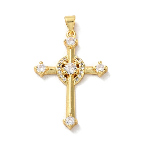 

PandaHall Brass Micro Pave Cubic Zirconia Pendants, Cross, Real 18K Gold Plated, 34.5x24x3.5mm, Hole: 4.5x3.5mm Brass+Cubic Zirconia Cross..., Clear